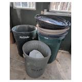 Plastic and Metal Trash Cans with Lids