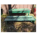 Wooden Table and Benches Set 30x72x29"t