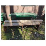 Wood Table with Two Benches Set