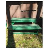 Green Painted Wood Picnic Table Set