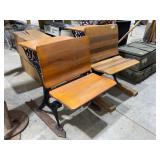 Cast Iron and Wood School Desk Pair 21x30x28.5