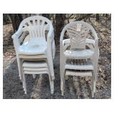 9 White Stacking Plastic Chairs
