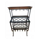 Metal and Wood Wine Rack 26x9.25x32.5