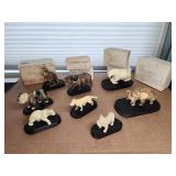 8 Carved Animal Figurines on Bases