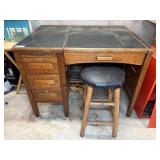 Wood Desk with Black Inset Top and Hardware