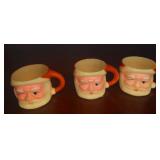 3 Santa Face Plastic Mugs