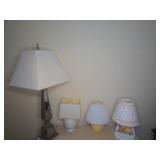 4 Table Lamps, 12.5"-38" Tall