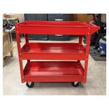 Red Metal 3-Shelf Utility Cart, 30"x16"x30"