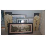 Six Framed Art Pieces Assorted Sizes