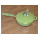 Green Enamel Cast Iron Saucepan with Lid