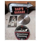 Garage Decor Lot with Signs and Clocks
