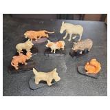 8 Resin Animal Figurines on Bases
