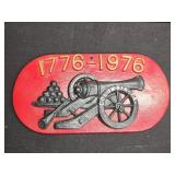 1776-1976 Columbia PA cast plaque with cannon