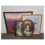 Framed Art and Print Lot Including Mirror