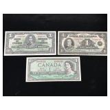 1935, 1937, 1954 Canadian $1 Notes