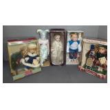 Porcelain and Vinyl Dolls, 5 Pieces