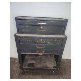 Rolling tool chest with assorted tools and sockets