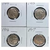 1914, 1915, 1916, 1917 Buffalo Nickels