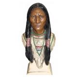 Chalkware Indian Bust Sculpture, 17.5"T