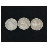 1854, 1858, 1877 Seated Liberty Silver Halves