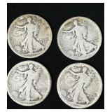 (4) Walking Liberty Half Dollars