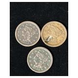 1849, (2) 1853 Large Cents