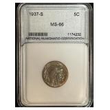 1937-S Buffalo Nickel NNC MS-66