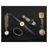Group of Five Wrist and Pocket Watches