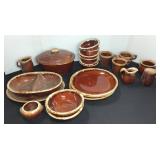 Vintage Brown Drip Glaze Pottery Dish Set