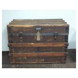 Antique Wooden Trunk, 28.5" x 17" x 20"