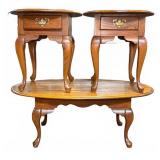 3 Pc Oak Coffee & End Table Set