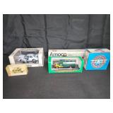 Die-cast vehicles and miniature biplane set,