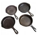 (4) Cast Iron Skillets, 6 1/2"