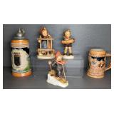 German Steins & Hummel Figurines Lot