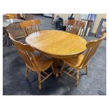 Oak Pedestal Dining Table with 4 Chairs