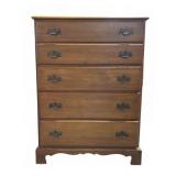 Wood 5-Drawer Chest with Brass Handles