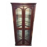 Jasper Cabinet Wood and Glass Lighted Corner Curio