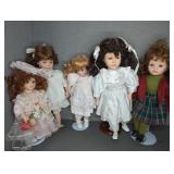 5 Porcelain Dolls with Stands