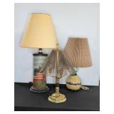 Three Table Lamps with Shades