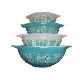 Pyrex Turquoise Amish Butterprint Mixing Bowls