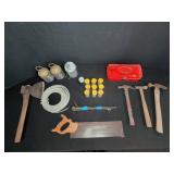 Vintage Hand Tools Lot with Metal Tool Box
