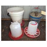 Plastic Poultry Feeders and Kerosene Can