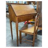 Oak wood secretary desk and chair set