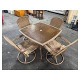 Wicker Patio Dining Set with Glass Top Table