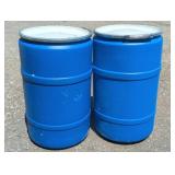 (2) 55 GAL. Plastic Food Grad Barrels W/ Lids