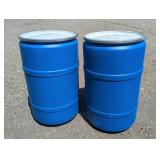 (2) 55 GAL. Plastic Food Grad Barrels W/ Lids