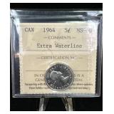 1964 Canadian Nickel ICCS MS60, Extra Waterline