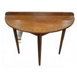 Wood Demilune Table with Leaf Motif