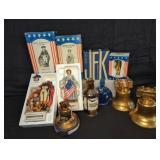 American historical figurines and bottles