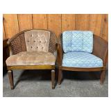 Cane barrel back armchairs